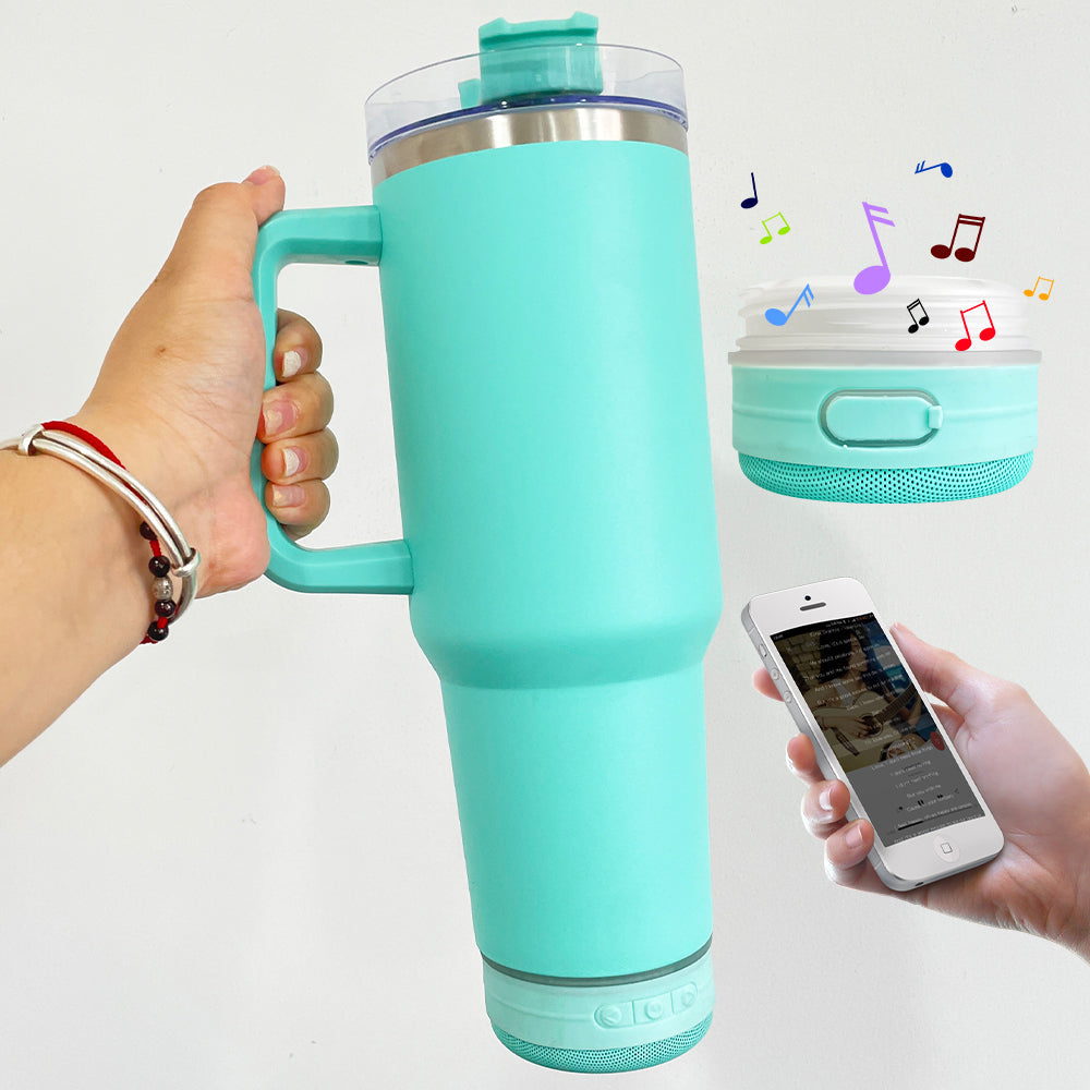 Double Vacuum Bluetooth Audio Car Tumbler, Tumbler With Handle Lid Straw, Stainless Steel Vacuum Insulated Car Mug, Thermal Iced Bottle Double Vacuum Bluetooth Audio Car Tumbler, Tumbler With Handle Lid Straw, Stainless Steel Vacuum Insulated Car Mug, Thermal Iced Bottle